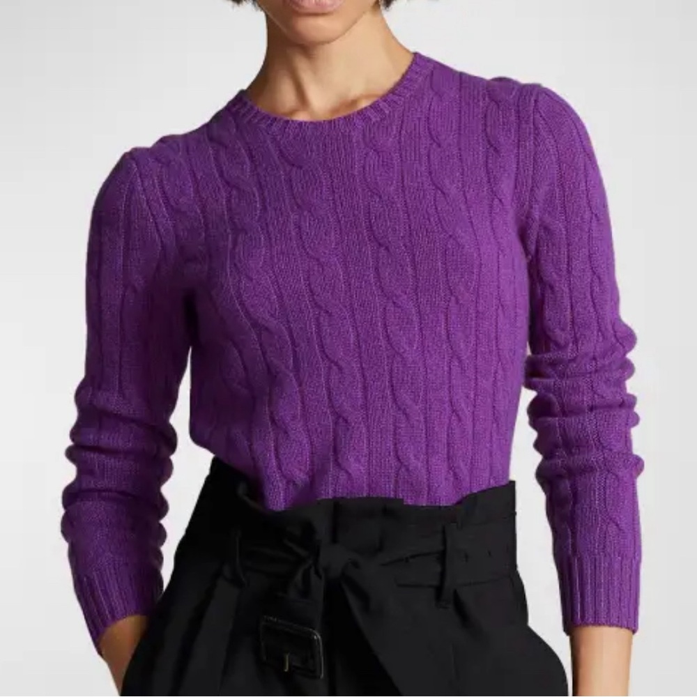 Polo Ralph Lauren Cable-Knit Cashmere Sweater in Purple